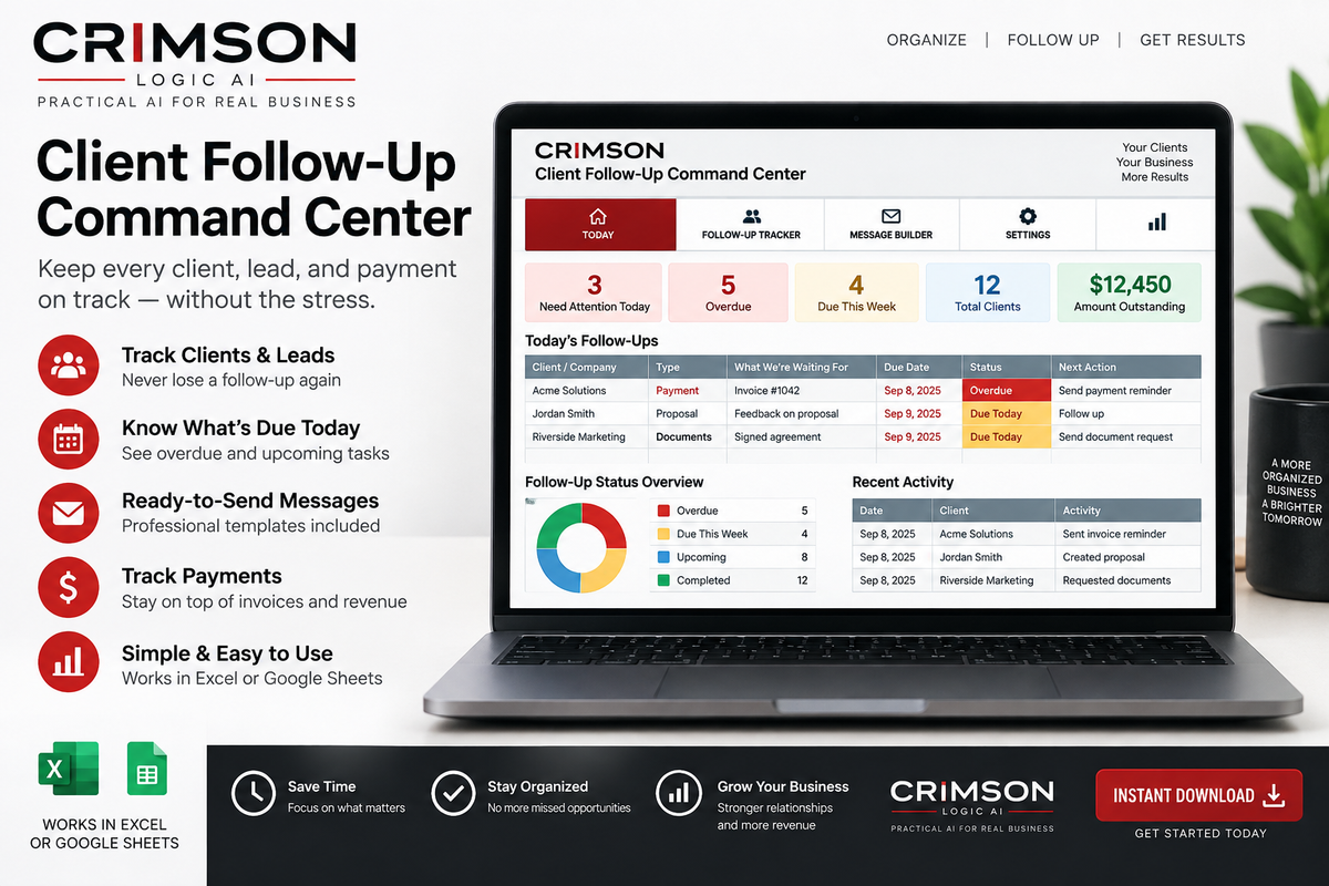 Crimson Client Follow-Up Command Center product preview